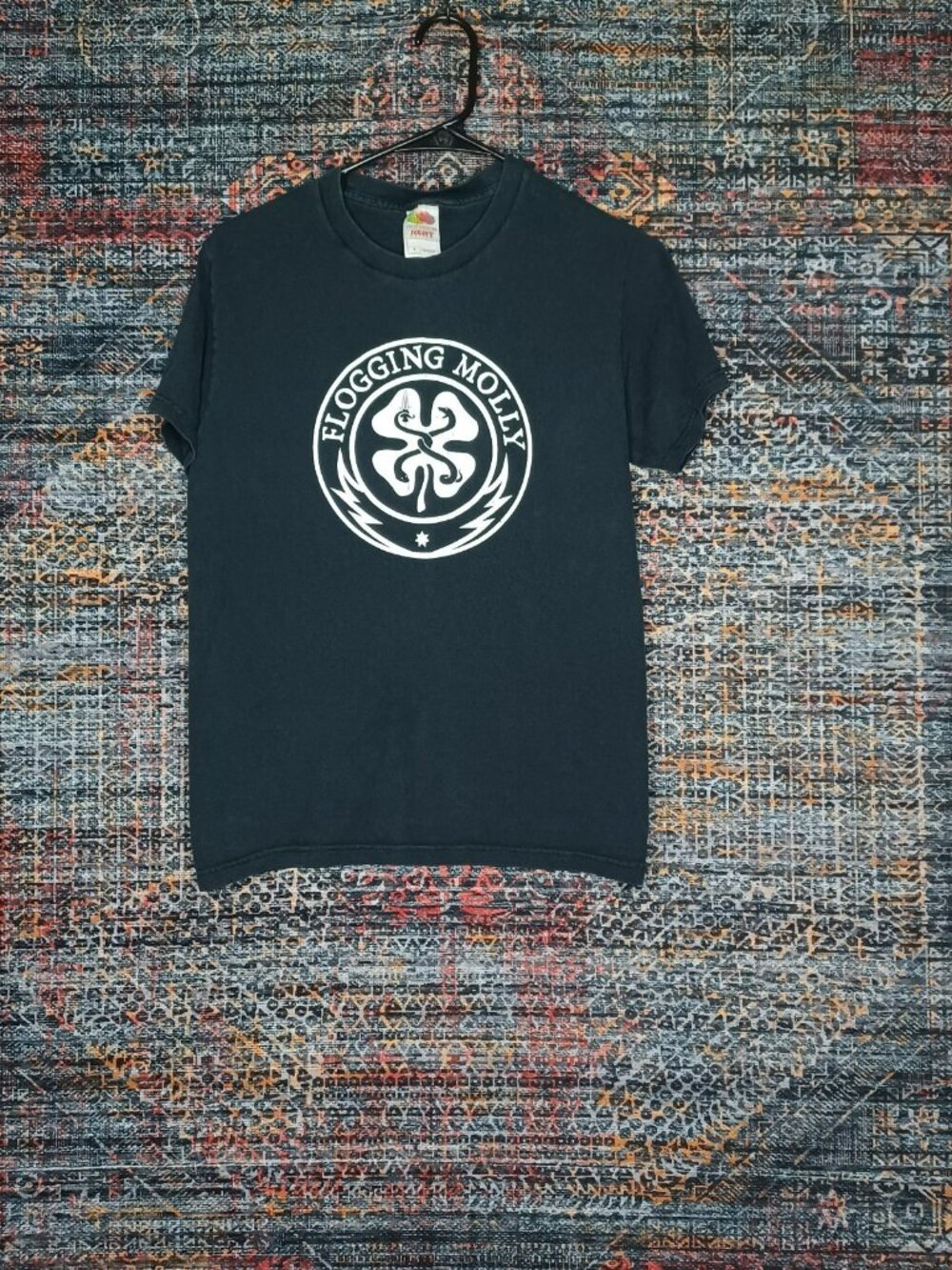 Vintage Fruit of the Loom Flogging Molly women black an white snakes tee shirt S